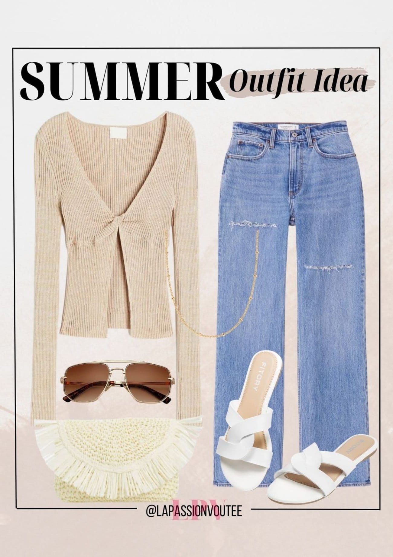 Summer Outfit Rib Knit Top Denim Jeans