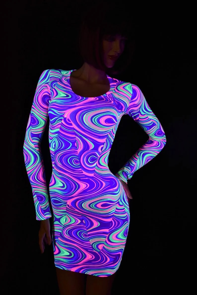Etsy Glow Worm Print Long Sleeve Bodycon Dress