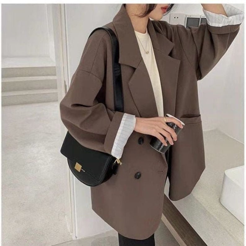 Etsy Oversized Minimalist Blazer Feminine Korean Style Elegant Jacket
