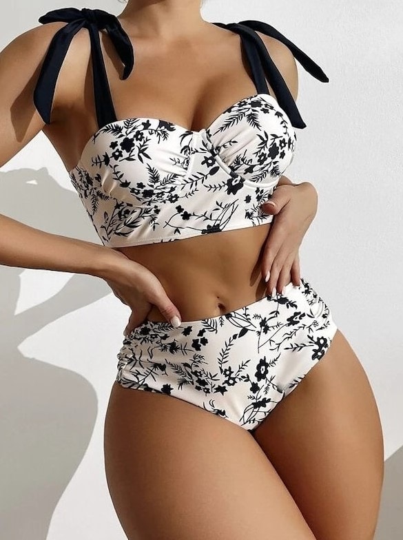 Etsy Retro Floral 2 Piece high waist Bikini Set