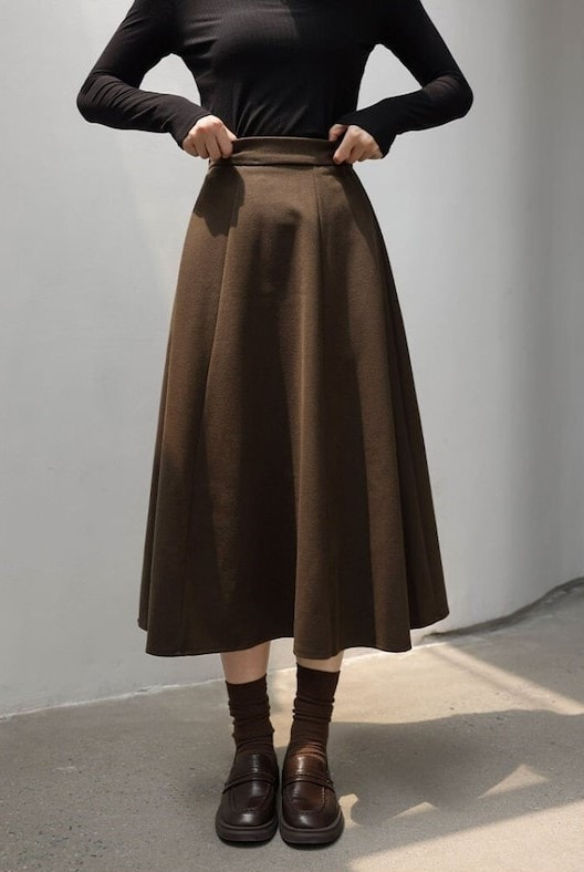 Etsy Elegant Woolen Midi Skirt