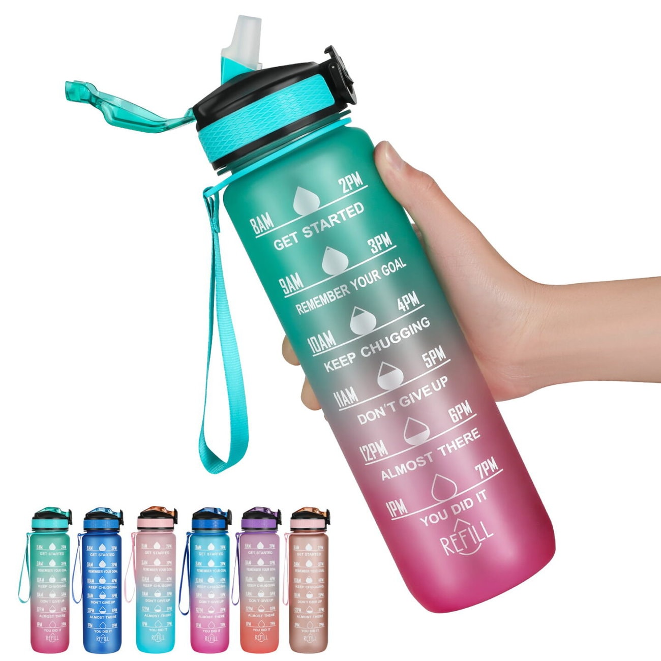 Walmart Hanmir 32oz Motivational Water Bottle with Time Marker Drinking Water Bottles