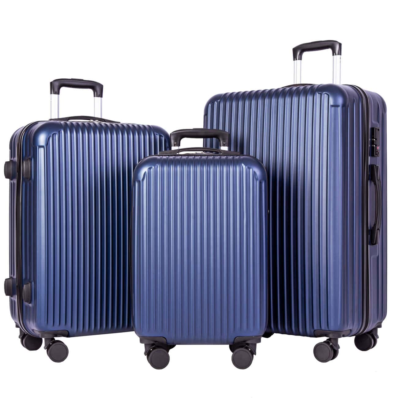 Walmart YouYeap 3 Piece Luggage Sets Hardshell Lightweight Suitcase with TSA Lock Blue