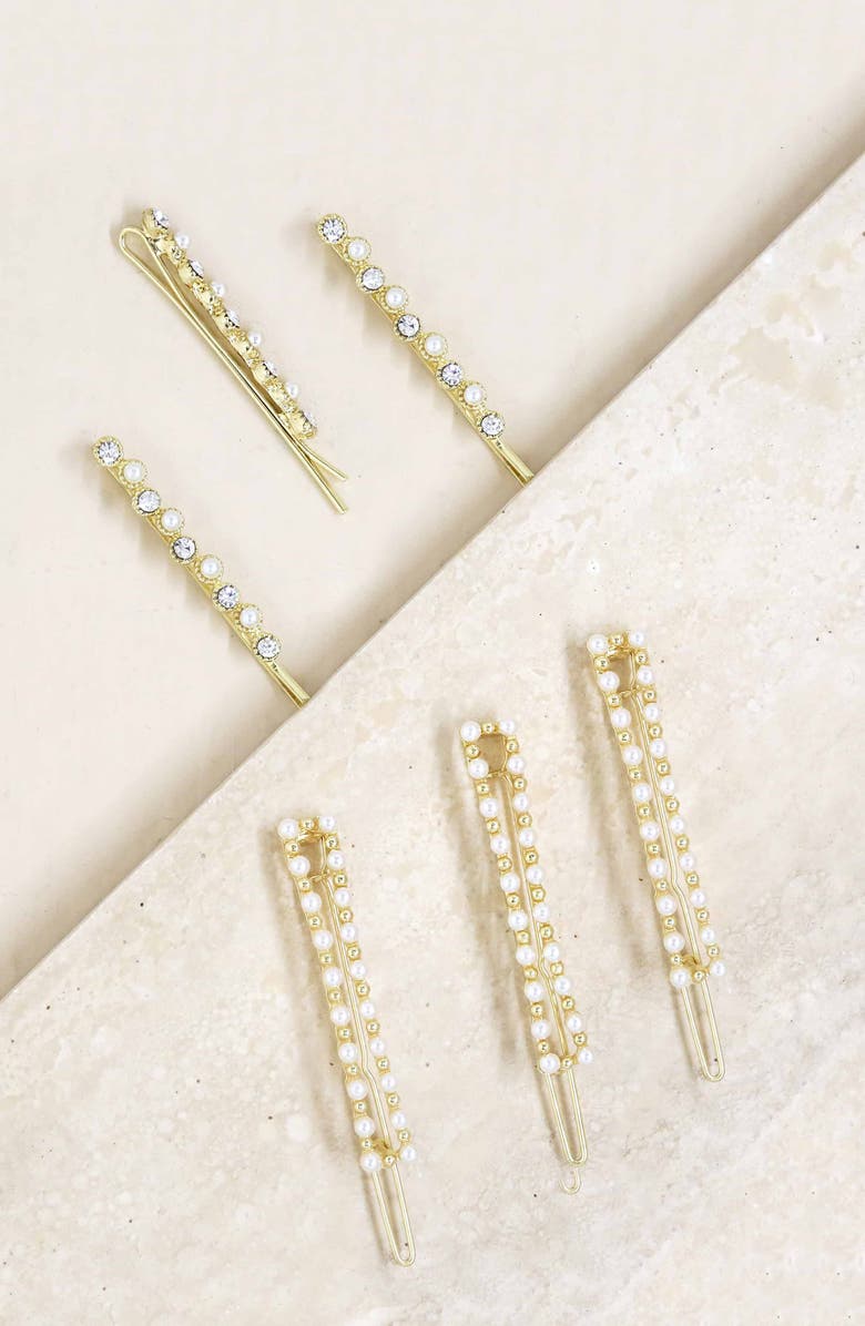 Nordstrom Etikka Set of 6 Imitation Pearl Hair Barrettes