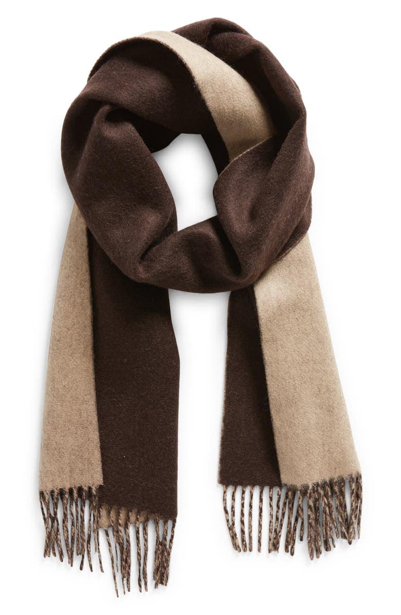 Nordstrom Two Tone Cashmere Wool Fringe Scarf