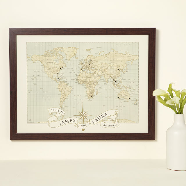 Personalized Anniversary Pushpin World Map uncommon goods