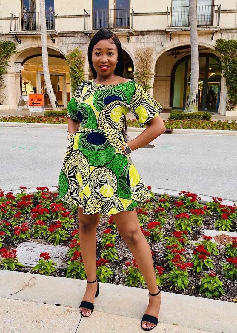 African Print Flare Mini Dress