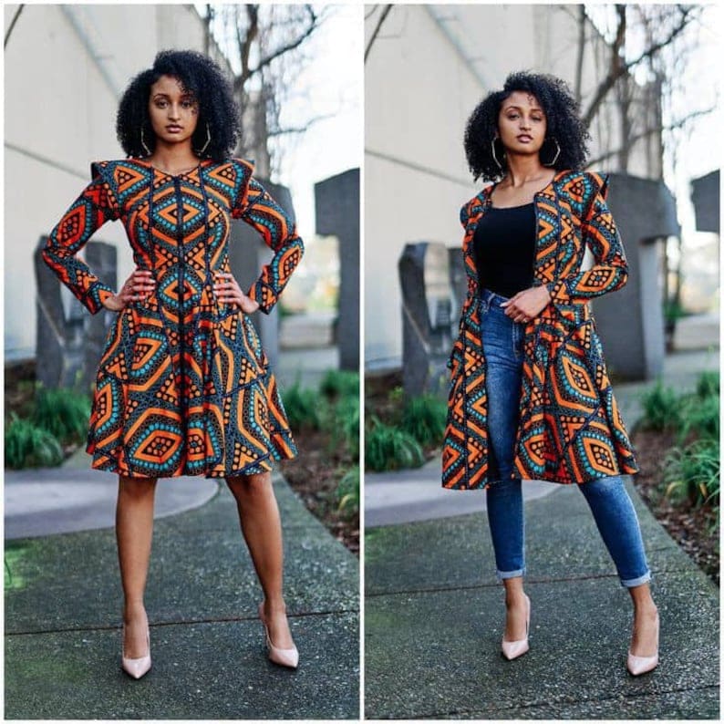 African Print Kimono Dress