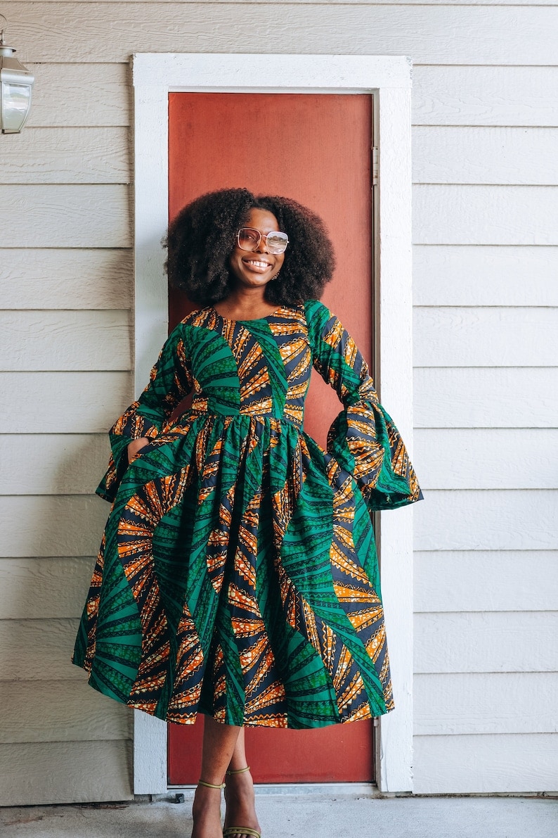 African Print Midi Dress