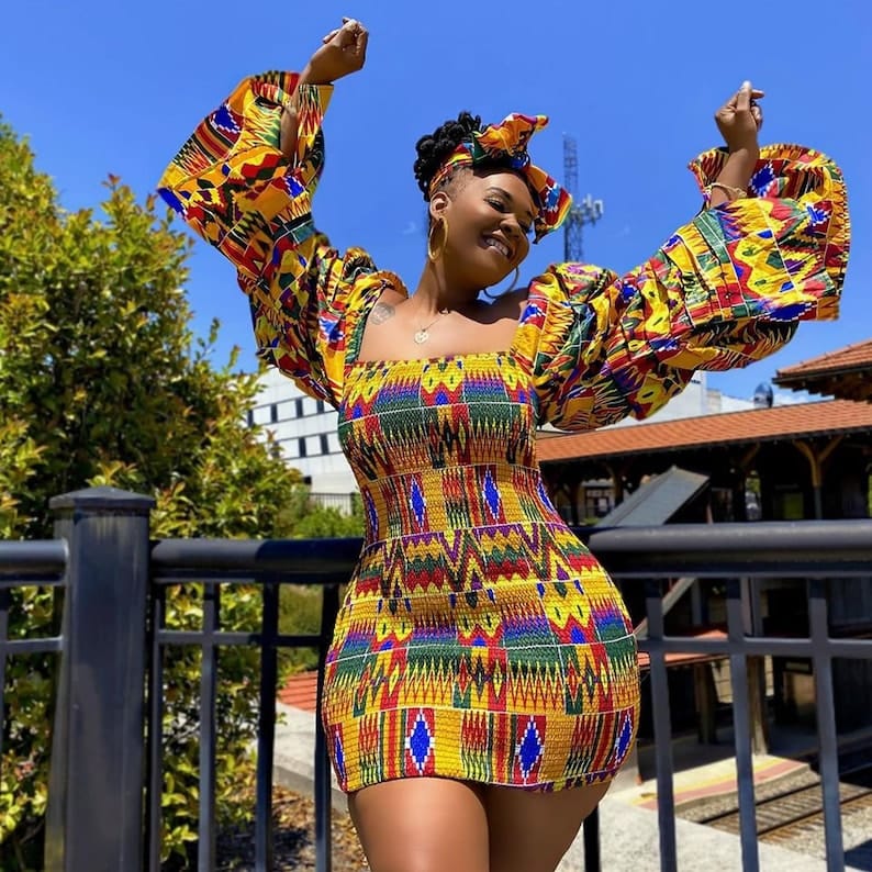 Stretchy short summer ankara dress