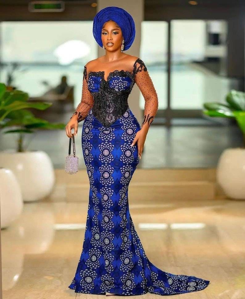 blue African mermaid dress