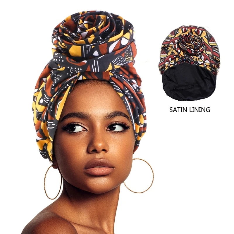 African Print Stretch Bandana Head Wrap