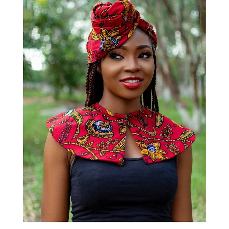 African Prints Collar Headwrap Set