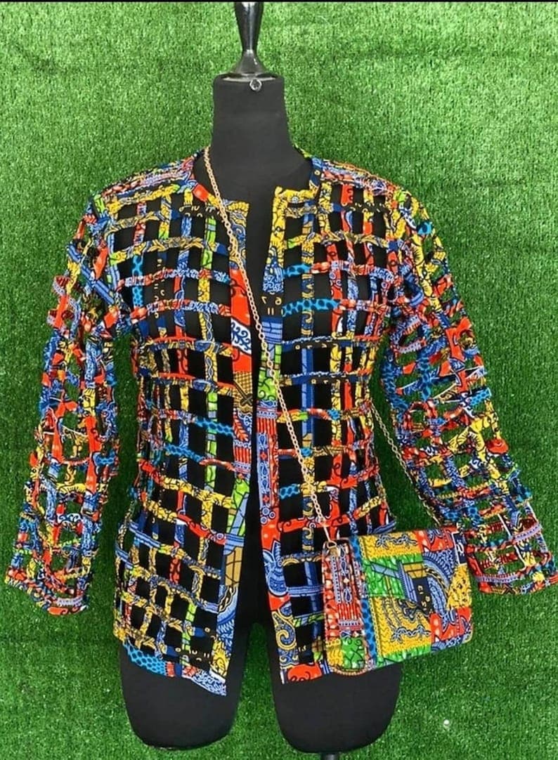 Ankara Print Net Jacket