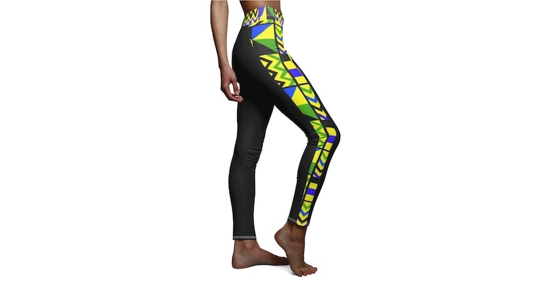 Sporty Printed African Kente Cloth Pattern Leggings