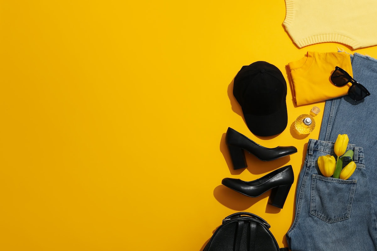 female clothes shoes and accessories on yellow ba 2024 02 27 16 52 51 utc