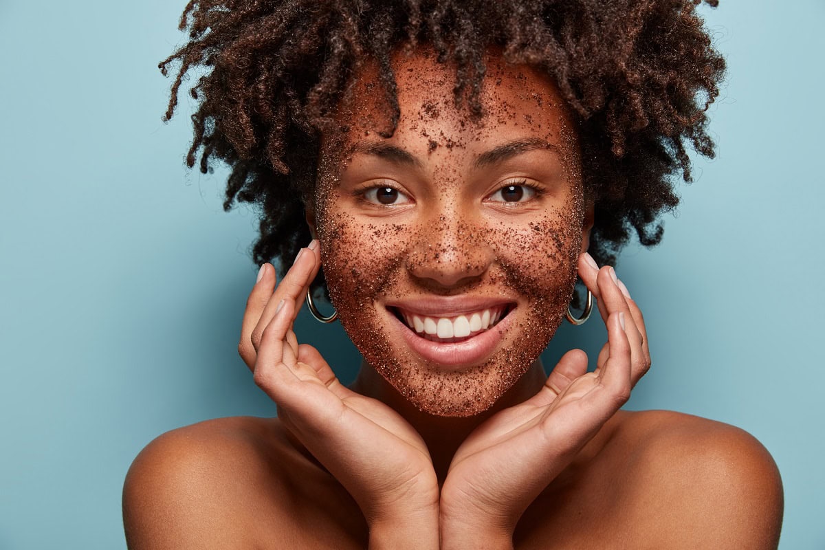 photo of smiling black woman has cleansing mask or 2025 01 24 02 34 04 utc
