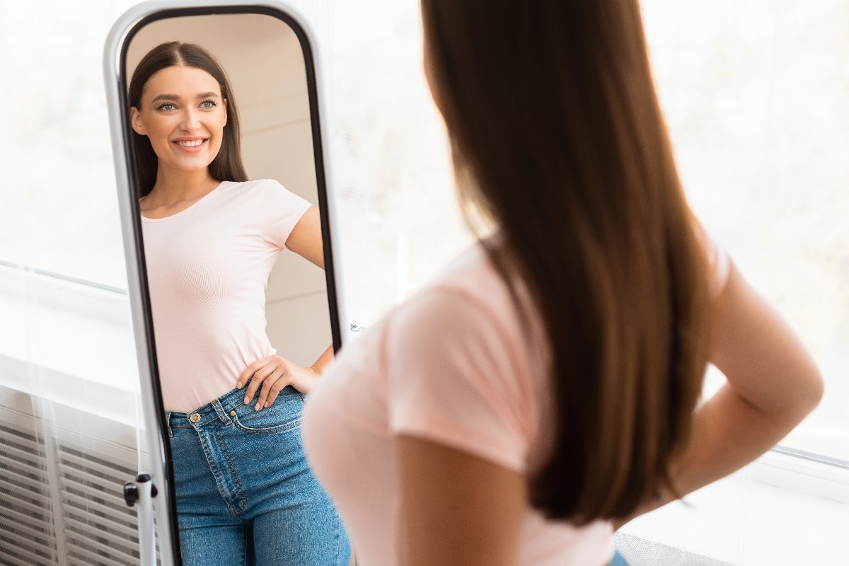 Mirror tilted slightly