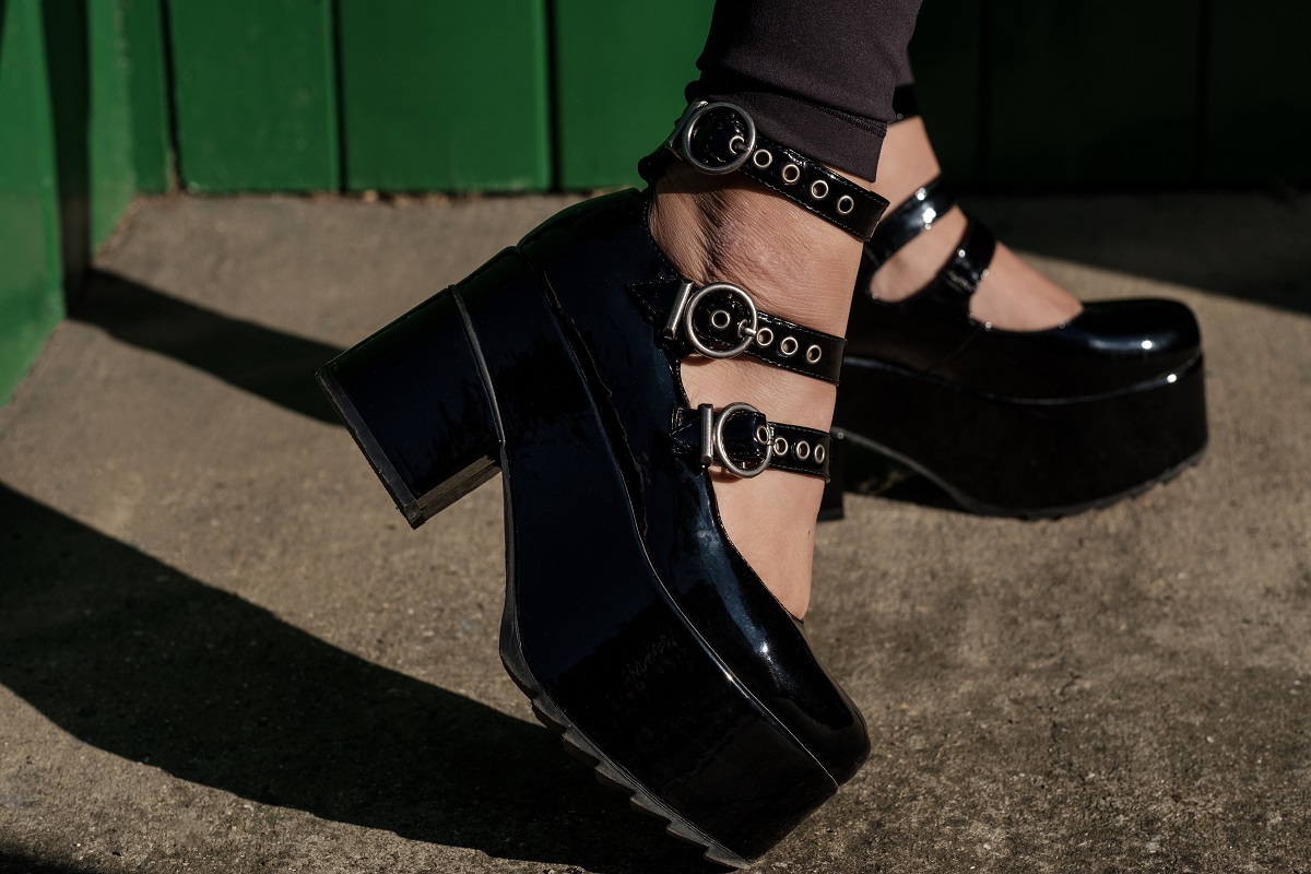 close up of kinky platform fetish shoes on concret 2024 07 10 04 15 35 utc