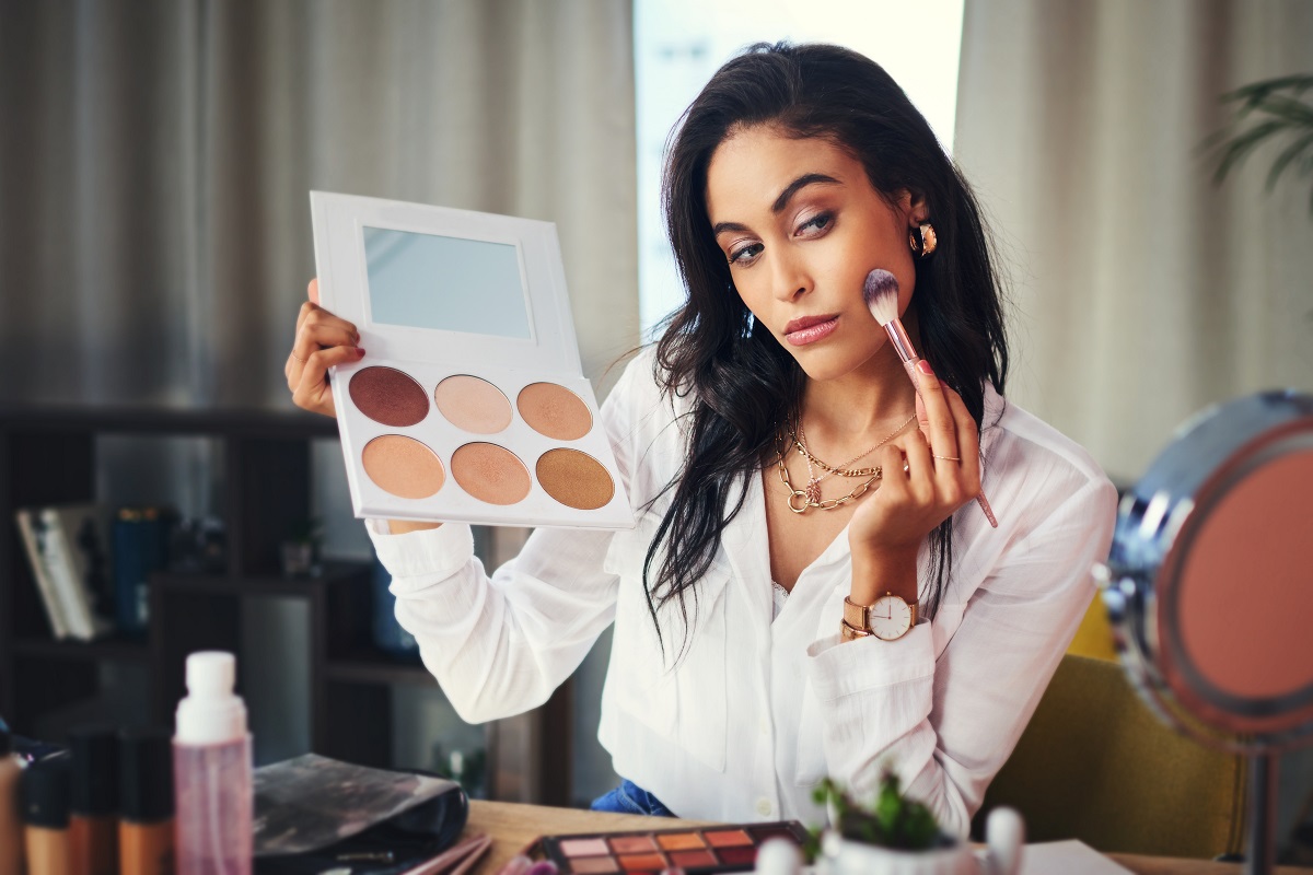 shot of a influencer recording a makeup tutorial f 2023 11 27 05 16 44 utc