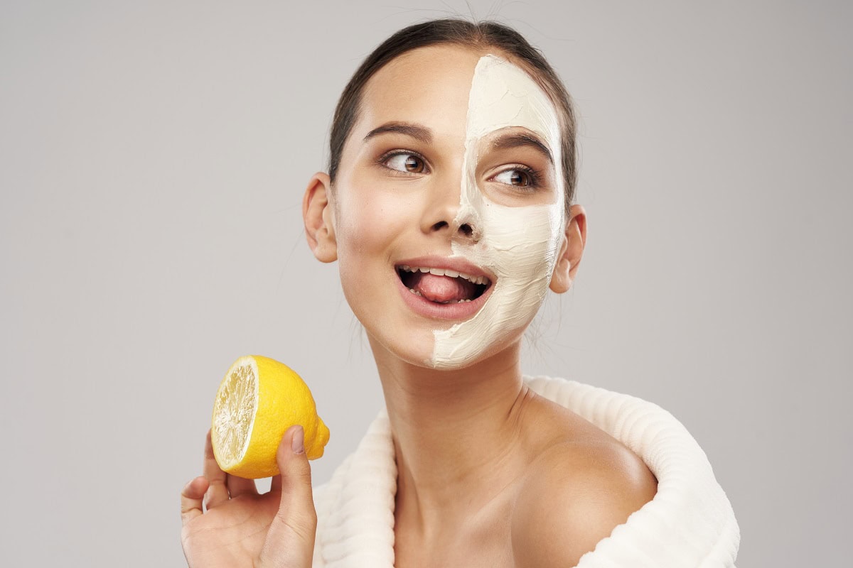 clean skin white mask on the face and a slice of l 2025 03 11 10 23 04 utc