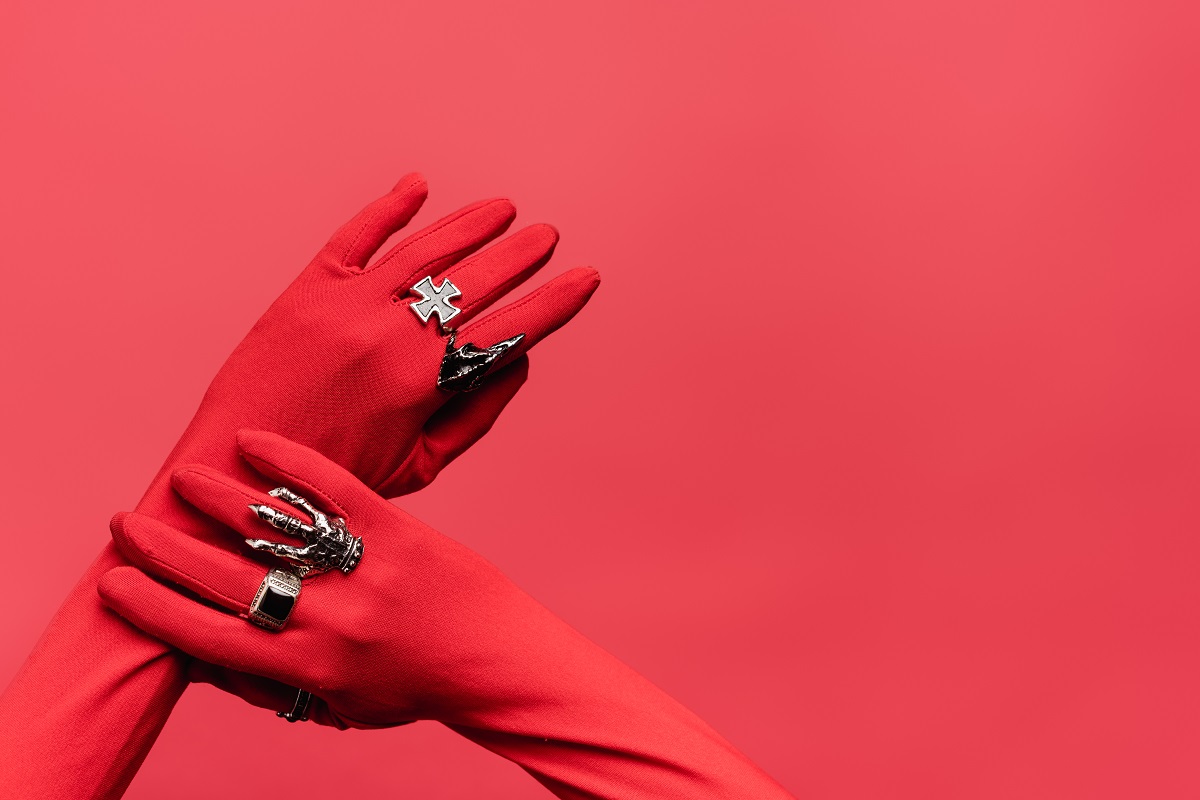 cropped view of female hands in gloves with rings 2024 11 14 06 38 21 utc