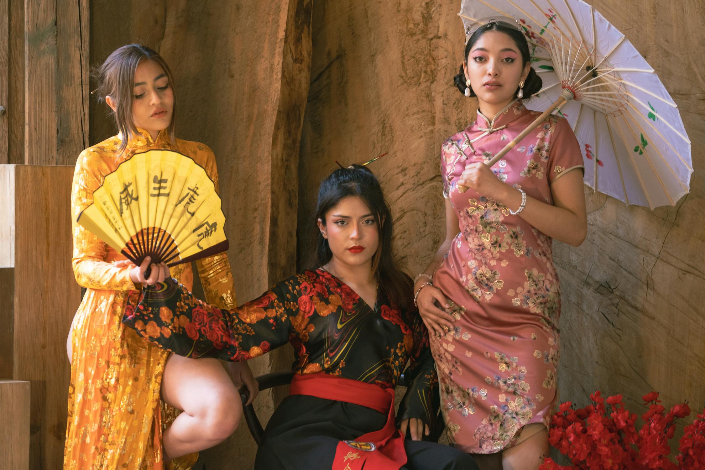 free photo of elegant fashion in traditional kimonos