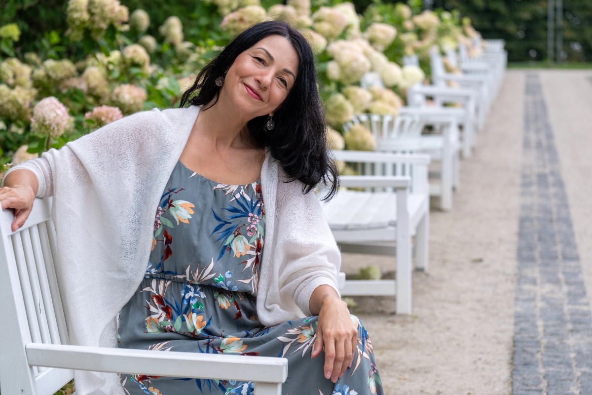 Floral dress with shawls