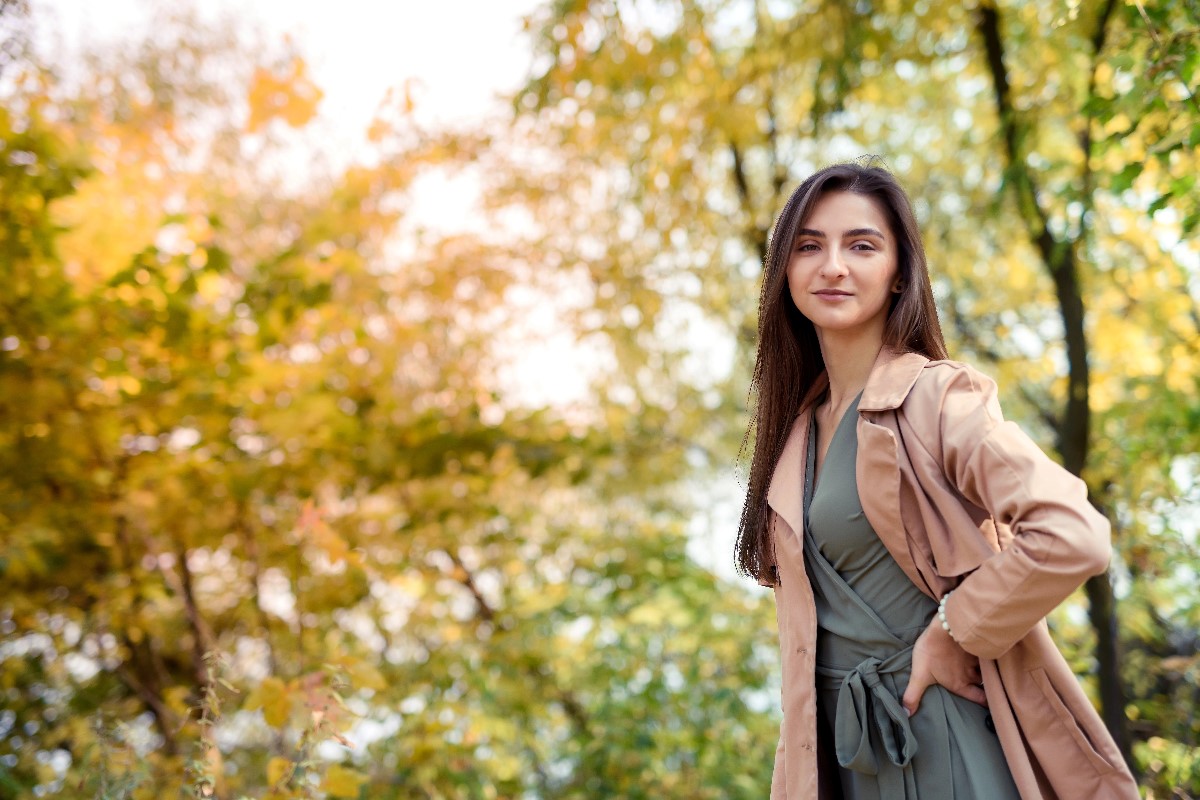 Flowing dress on blazer