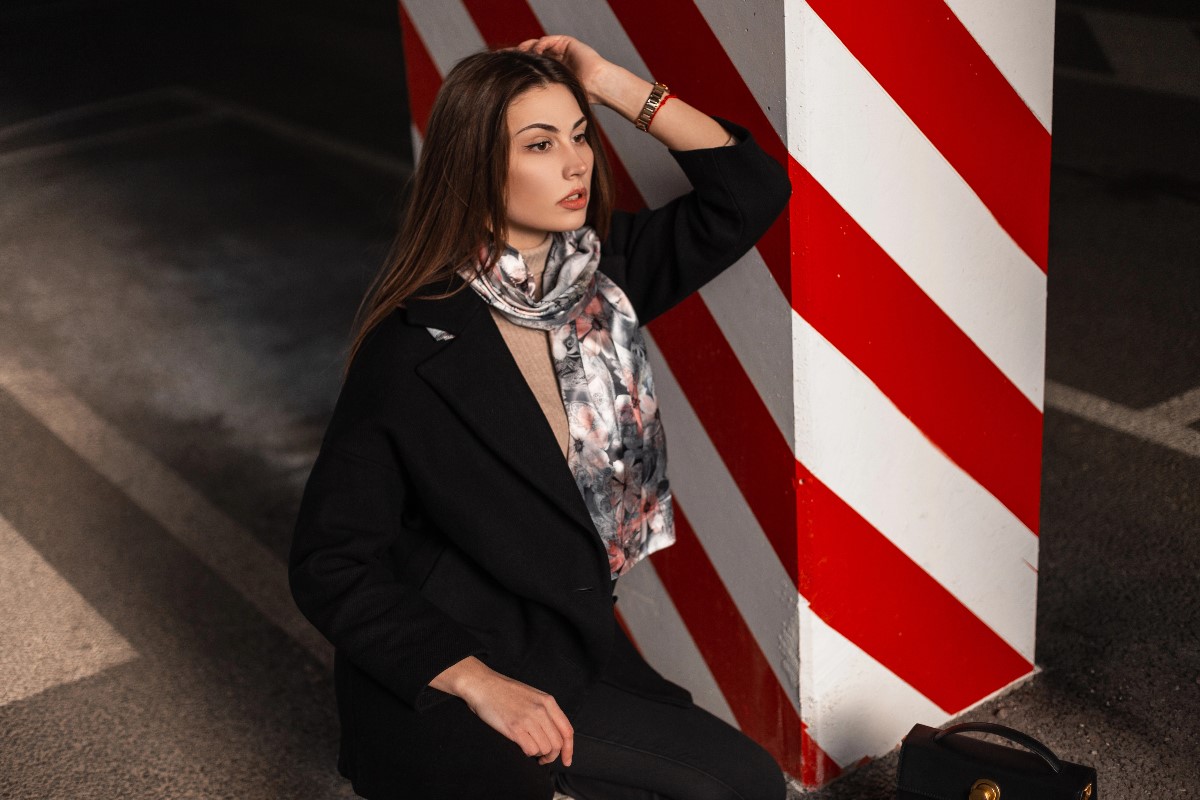 silk scarf and light blazer