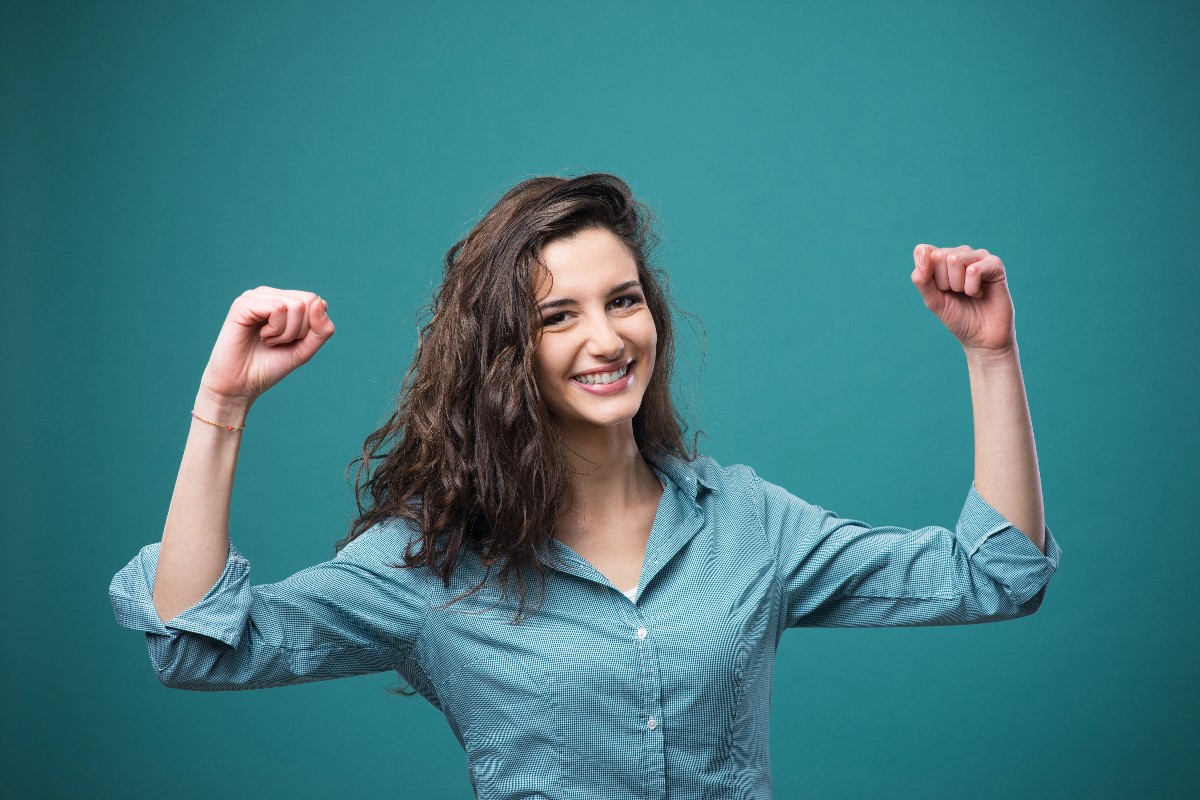 Woman celebrating