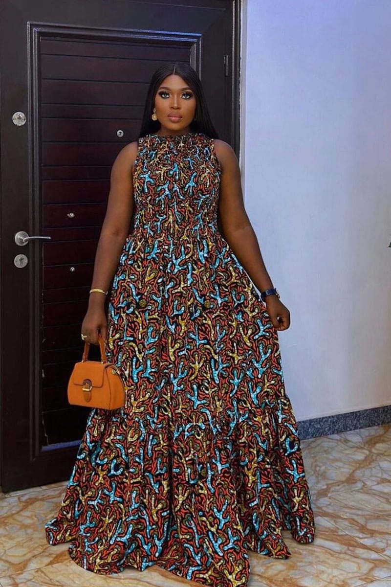 navy blue dress for baby girl RealWax African A-line Dresses for Women Ankara Print Clothing Casual  Dashiki Wear Party Wear 649 XXS/US4/UK8 at Amazon Women's Clothing store
