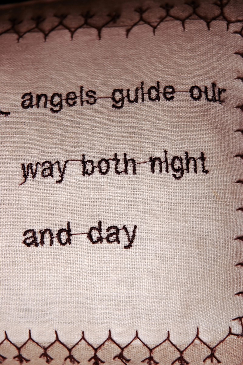 Embroidered tote bag or pillow cover