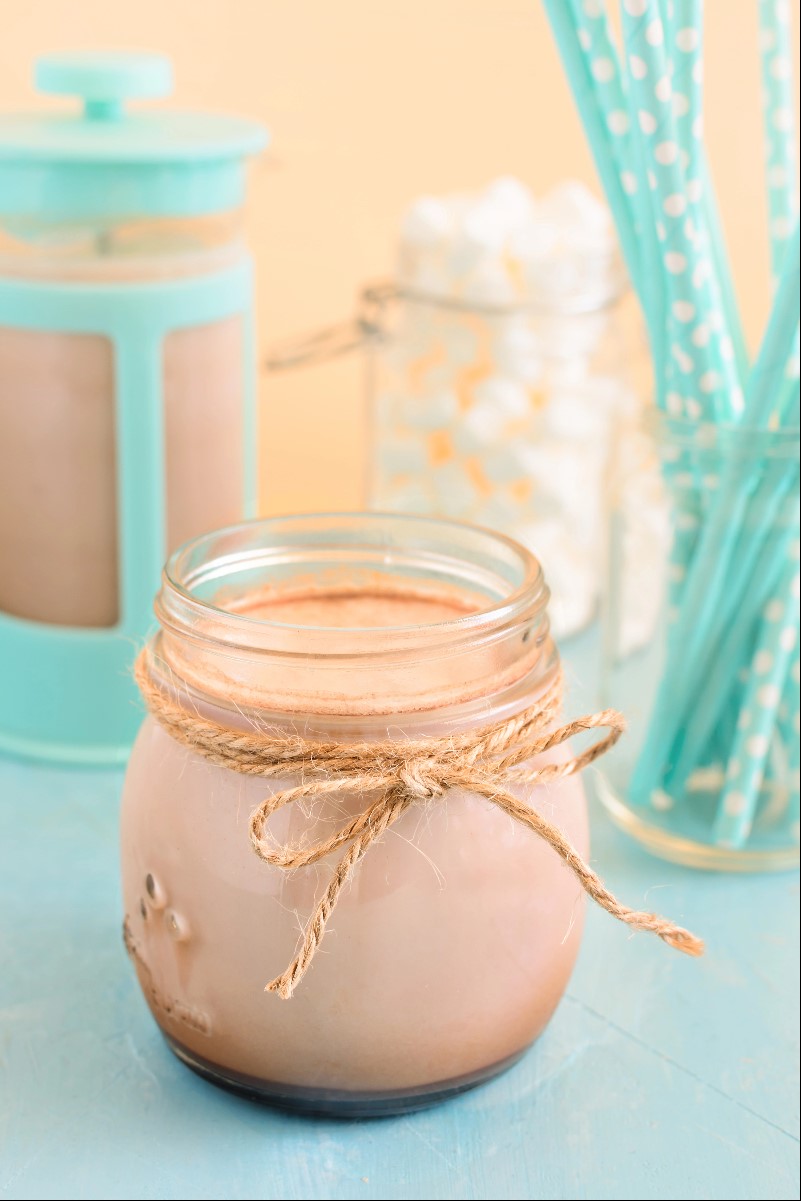 Hot cocoa in a jar